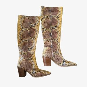 Snake Leather Knee Boots